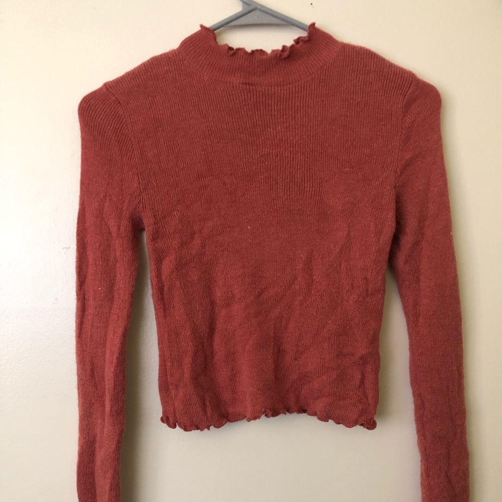 Cropped mock neck top
